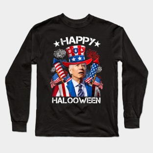 4th Of July Shirts Funny Joe Biden Happy Halloween Confused 4th of July 2023 Long Sleeve T-Shirt